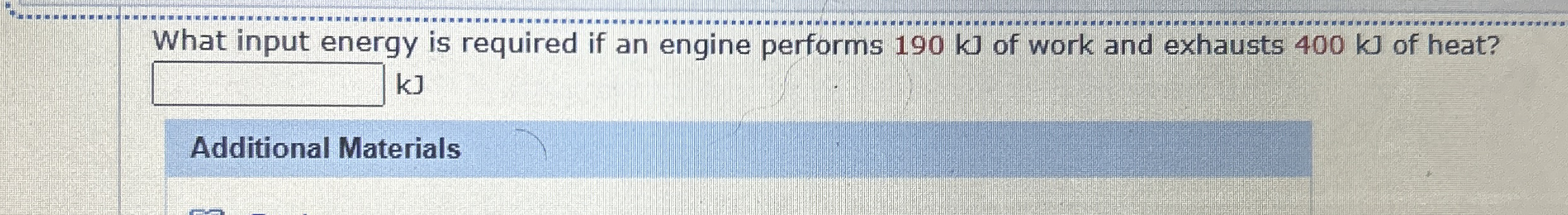 What input energy is required if an engine