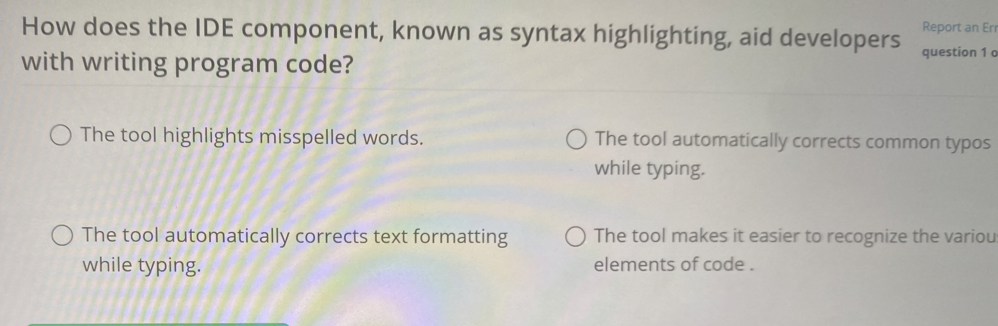 How does the IDE component, known as syntax