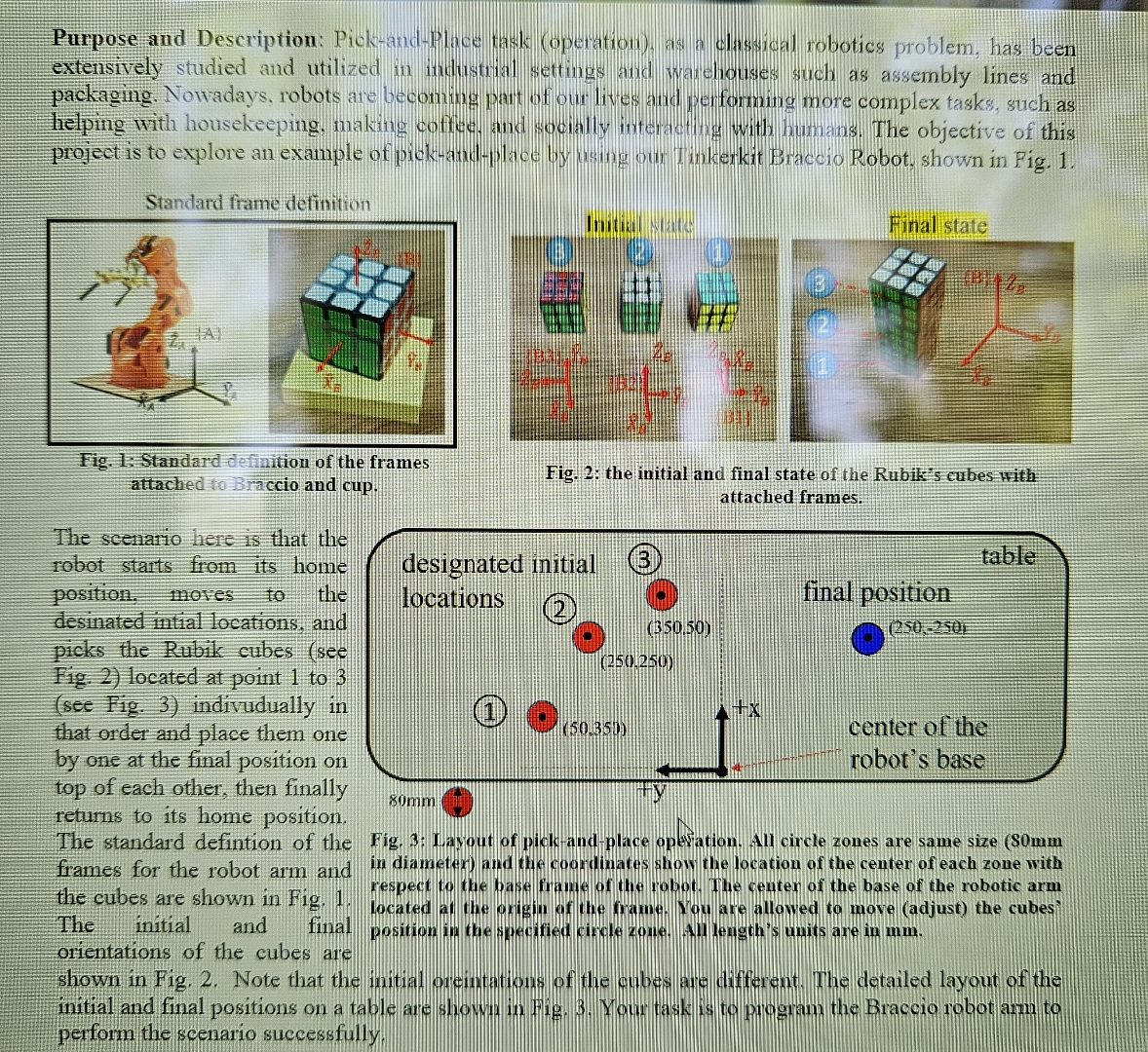 Purpose and Description: Pick - and - Place takk