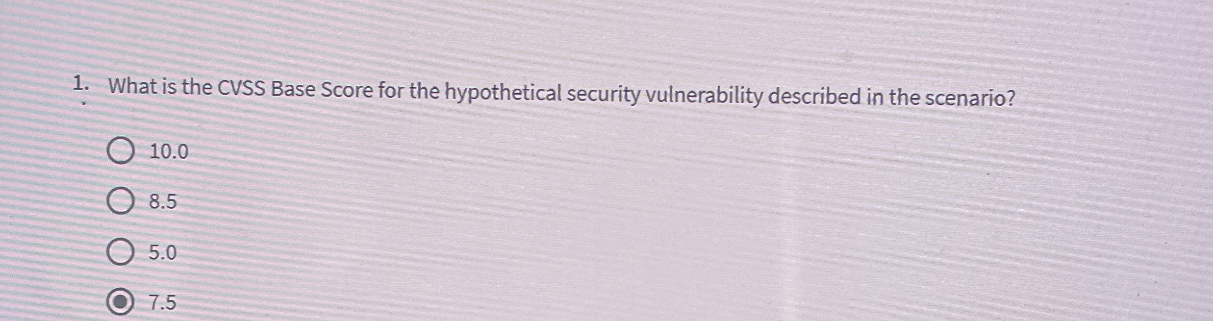 What is the CVSS Base Score for the hypothetical