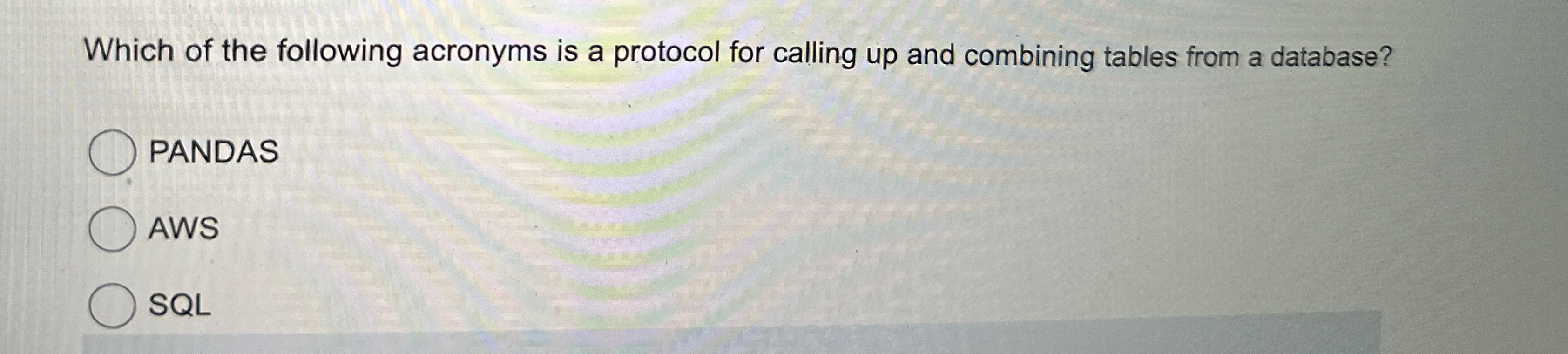 Which of the following acronyms is a protocol for