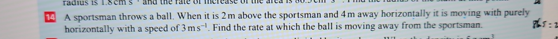 1 4 A sportsman throws a ball. When it is 2 m