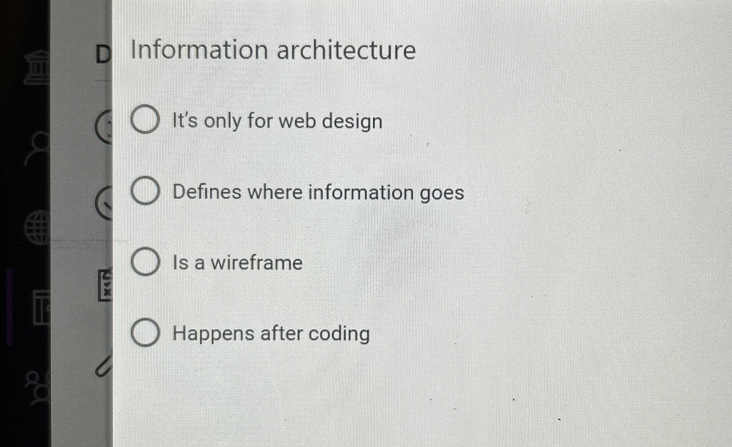 D Information architecture It's only for web