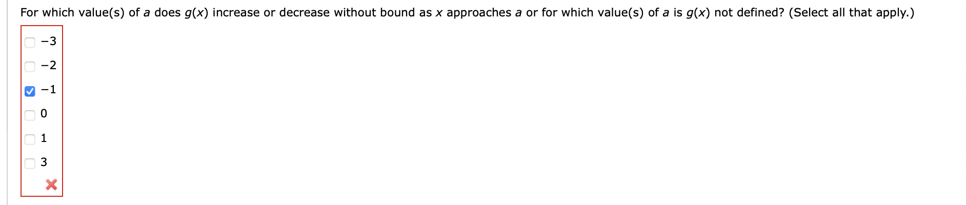 For which value ( s ) of a does g ( x ) increase