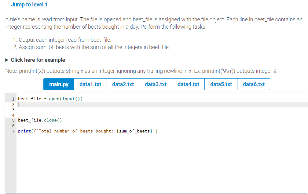 In Python A file's name is read from input. The