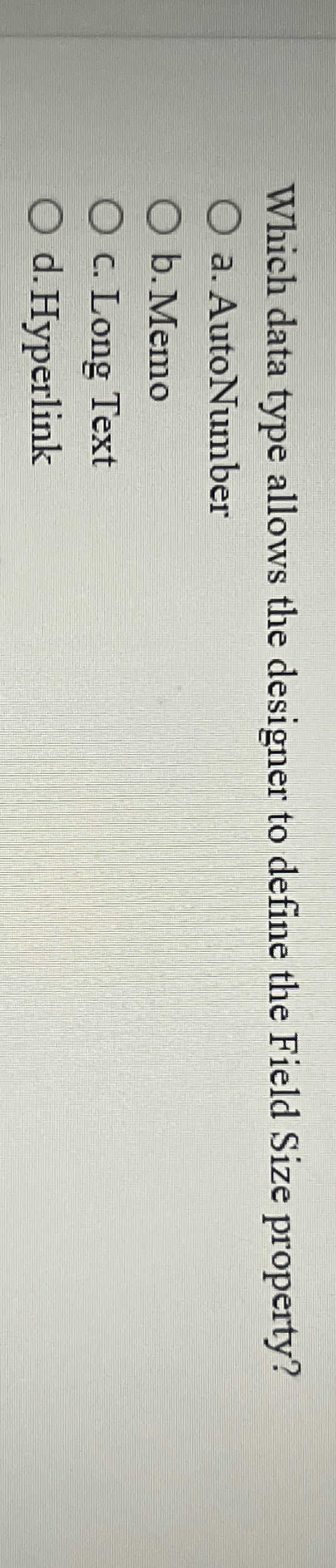 Which data type allows the designer to define the