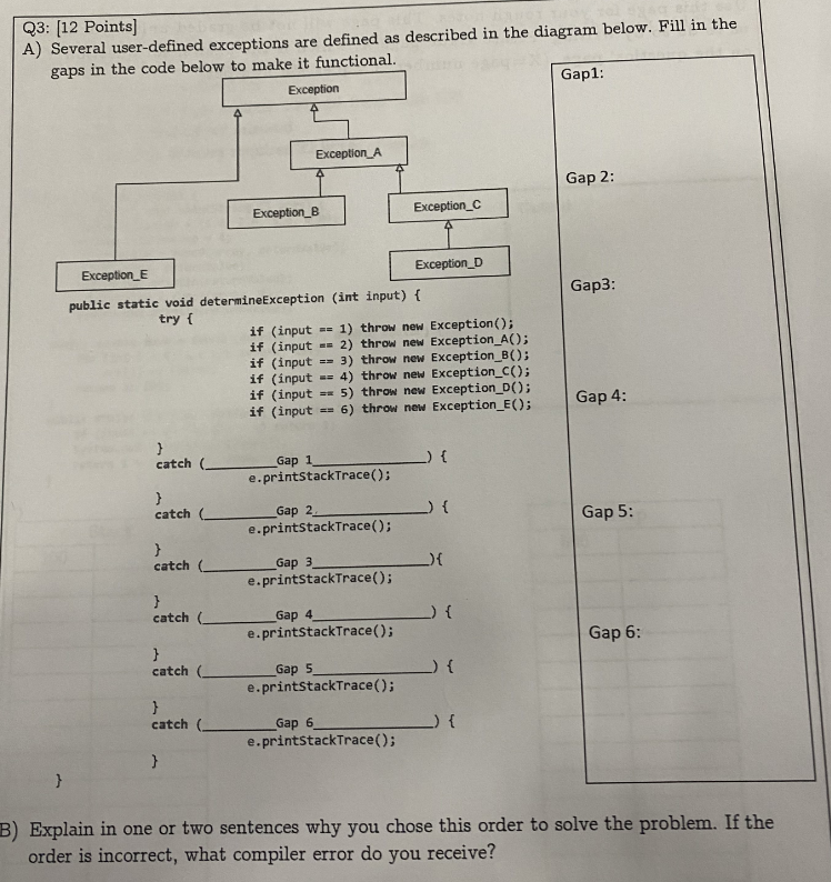 Q 3 : [ 1 2 Points ] A ) Several user - defined