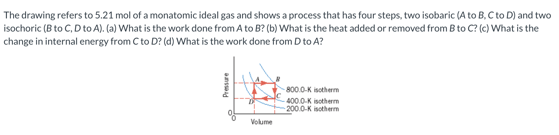 The drawing refers to 5 . 2 1 mol of a monatomic