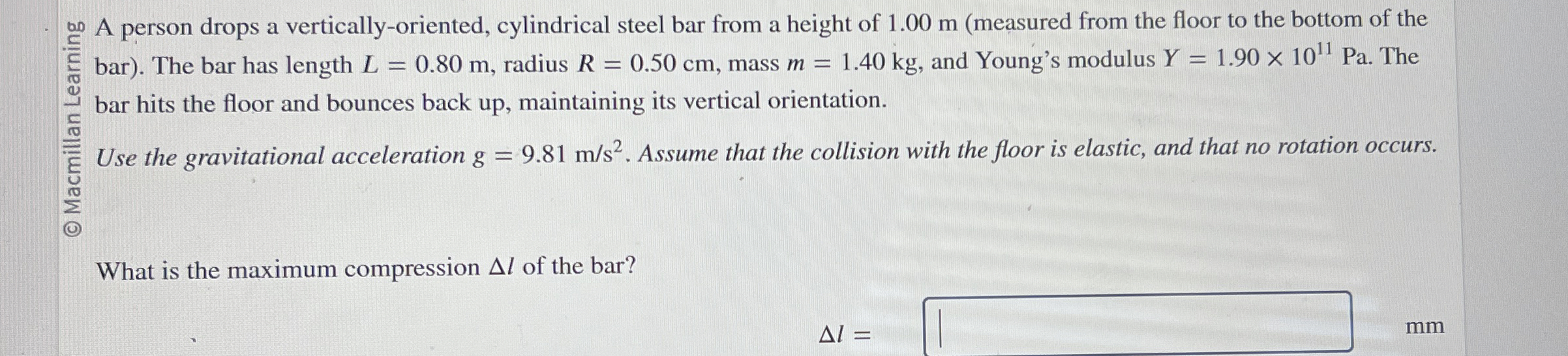 A person drops a vertically - oriented,