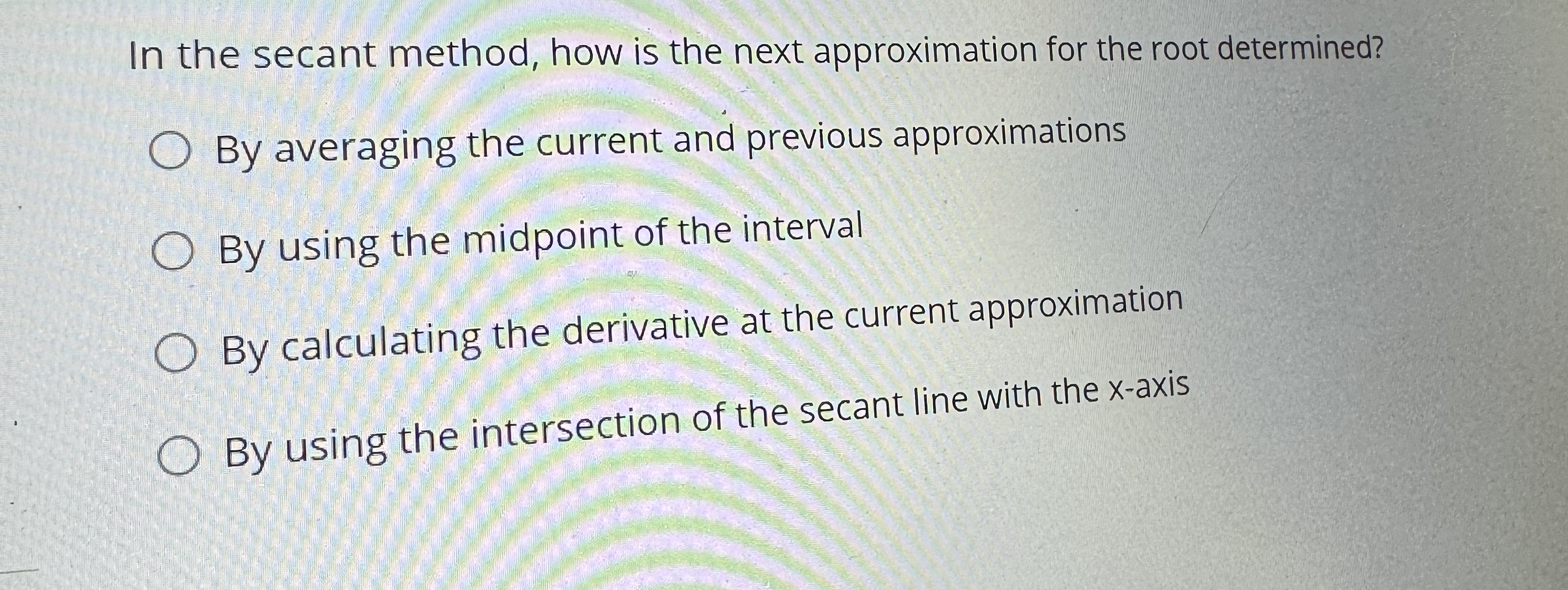 In the secant method, how is the next