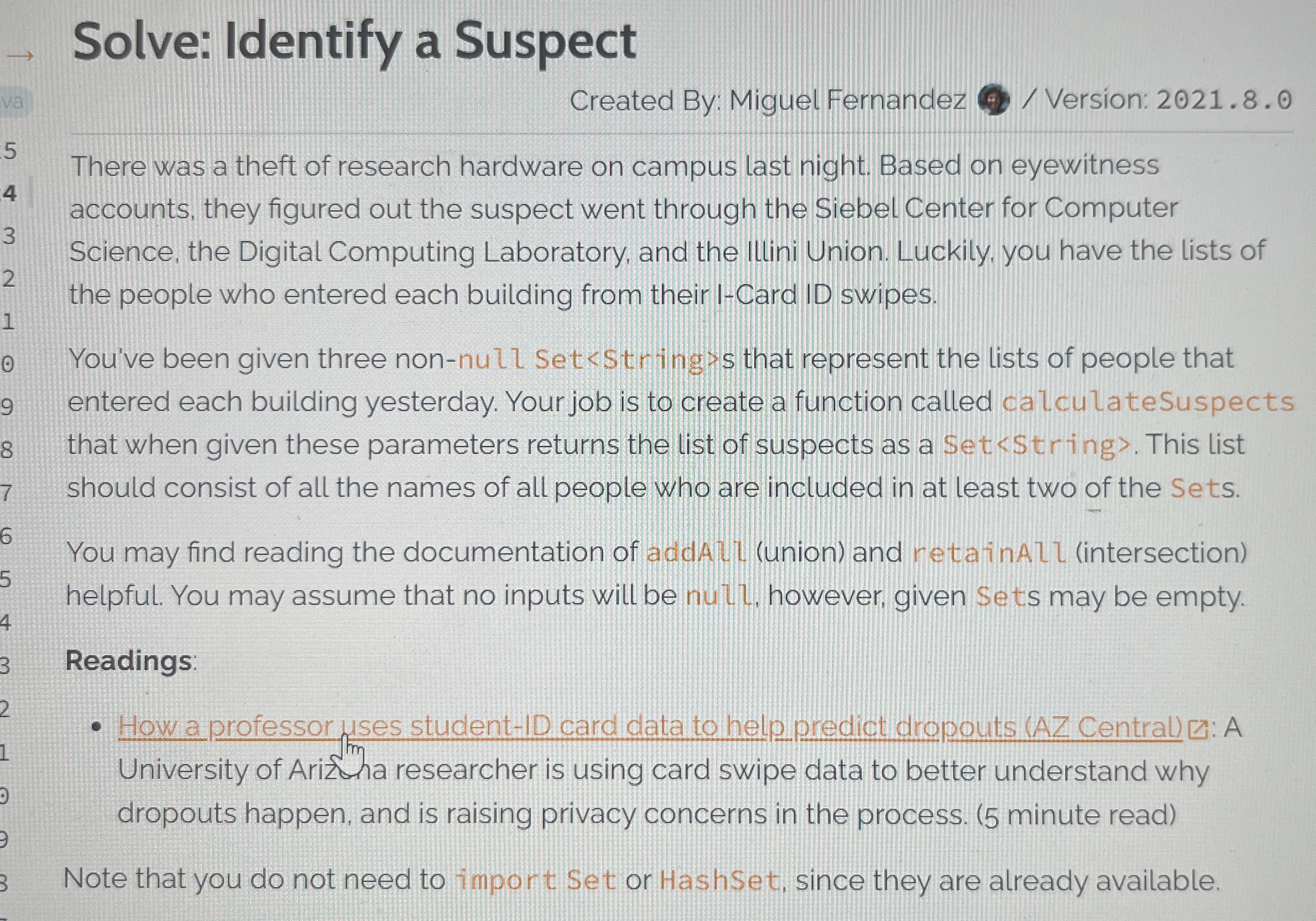 Solve: Identify a Suspect Created By: Miguel