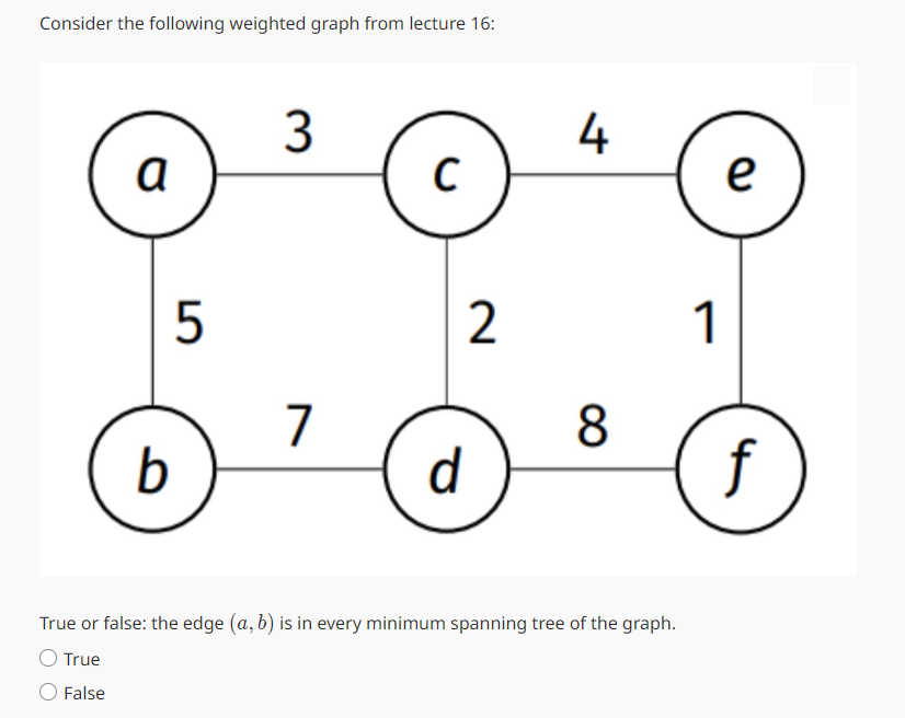 True or false: the edge ( a , b ) is in every
