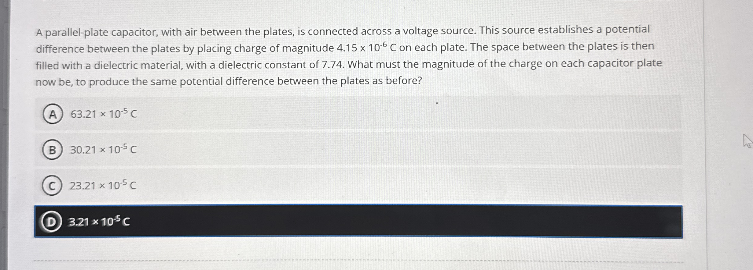 A parallel - plate capacitor, with air between