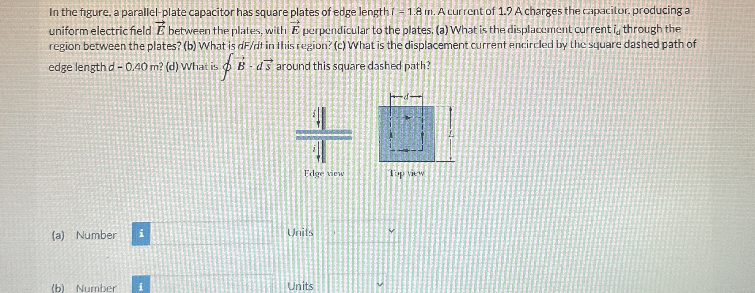 In the figure, a parallel - plate capacitor has