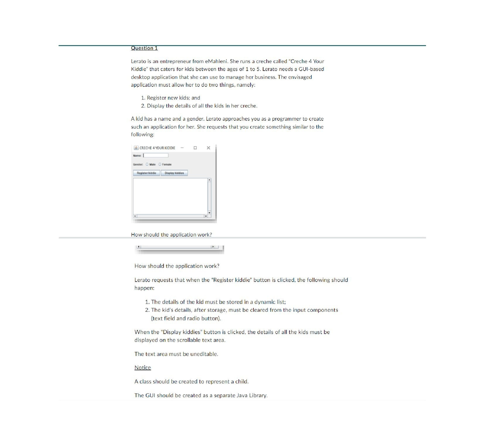 SOLVE THIS GUI JAVA program to display as a