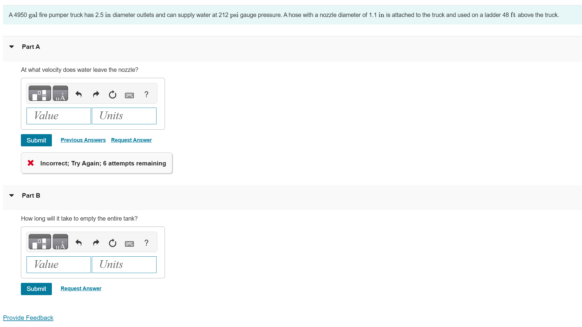 A 4 9 5 0 gal fire pumper truck has 2 . 5 in