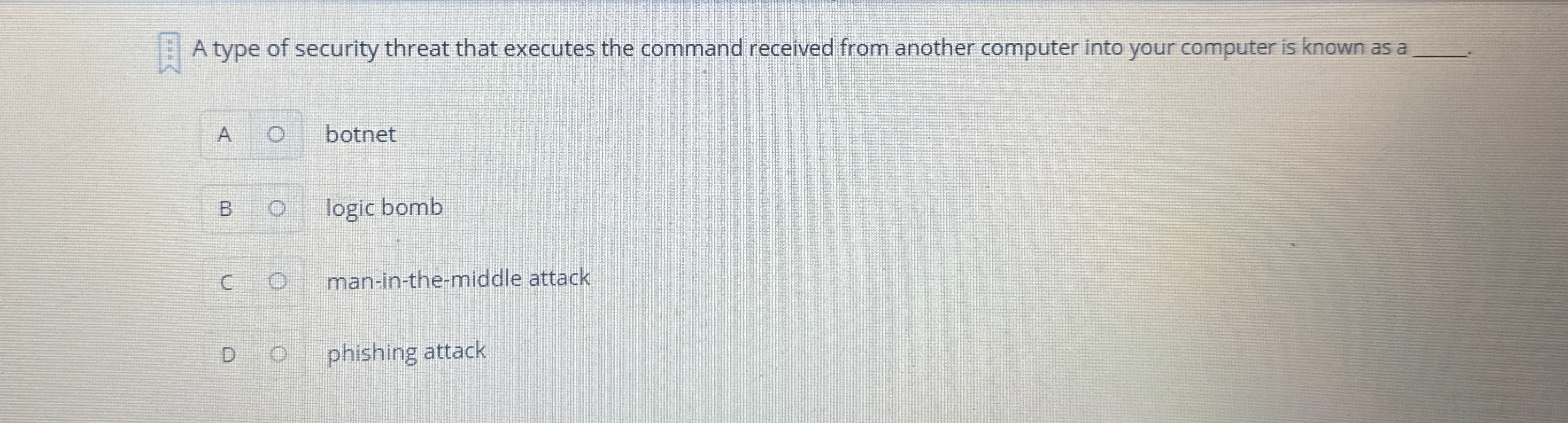 A type of security threat that executes the
