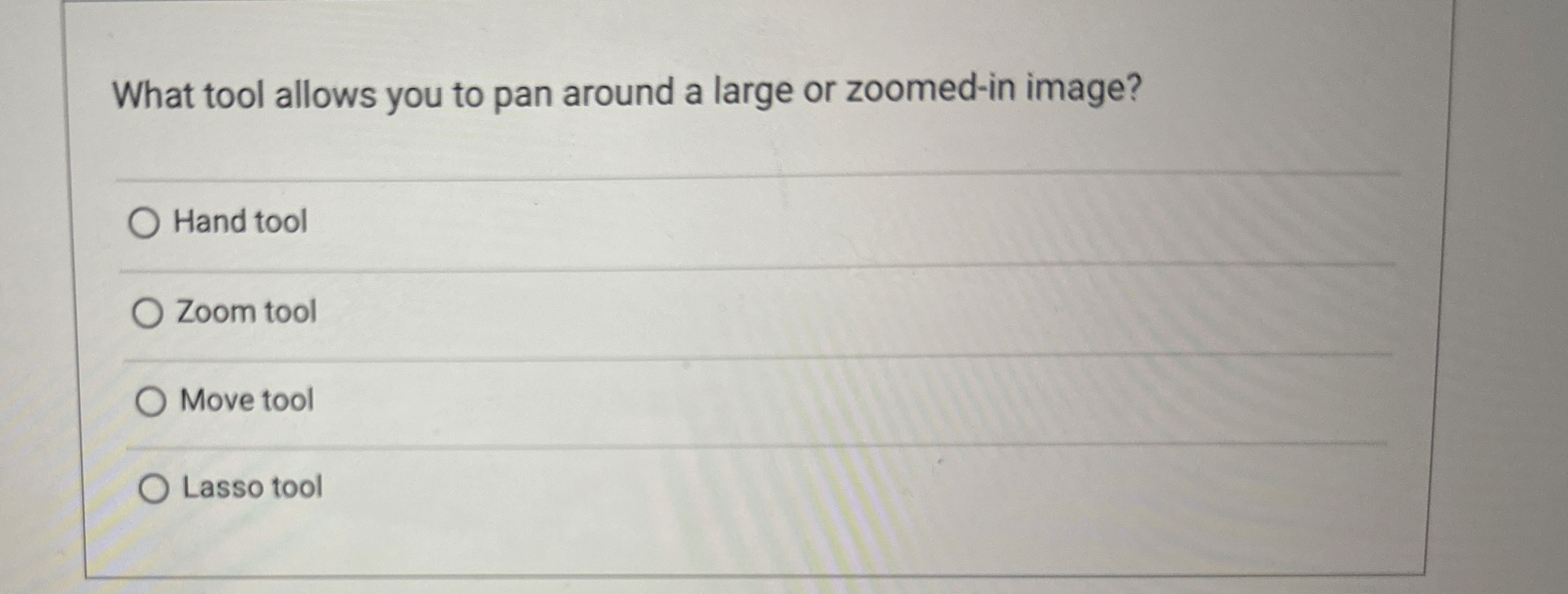What tool allows you to pan around a large or