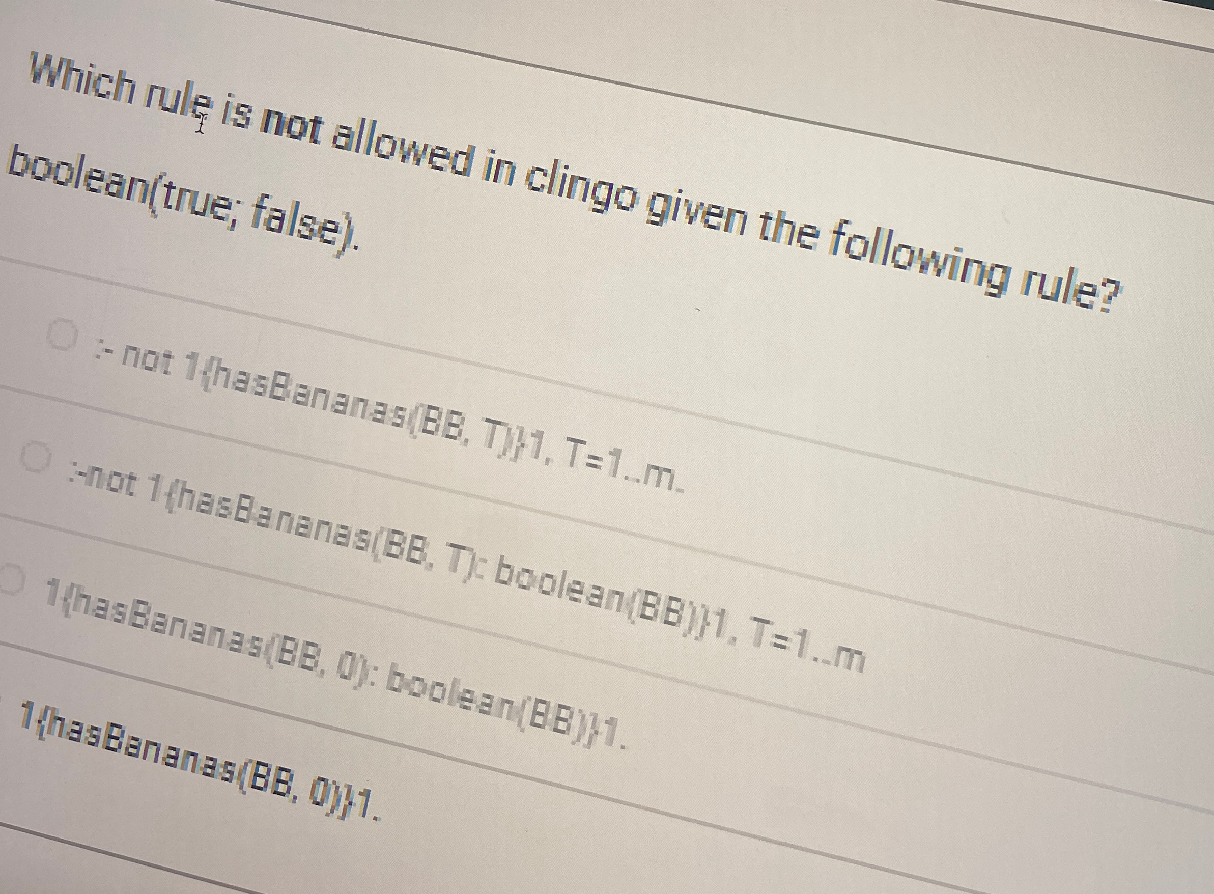 Which rule is not allowed in clingo given the