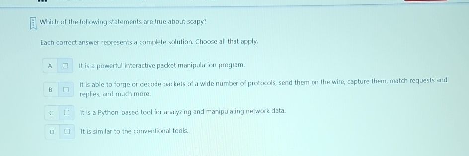 Which of the following statements are true about