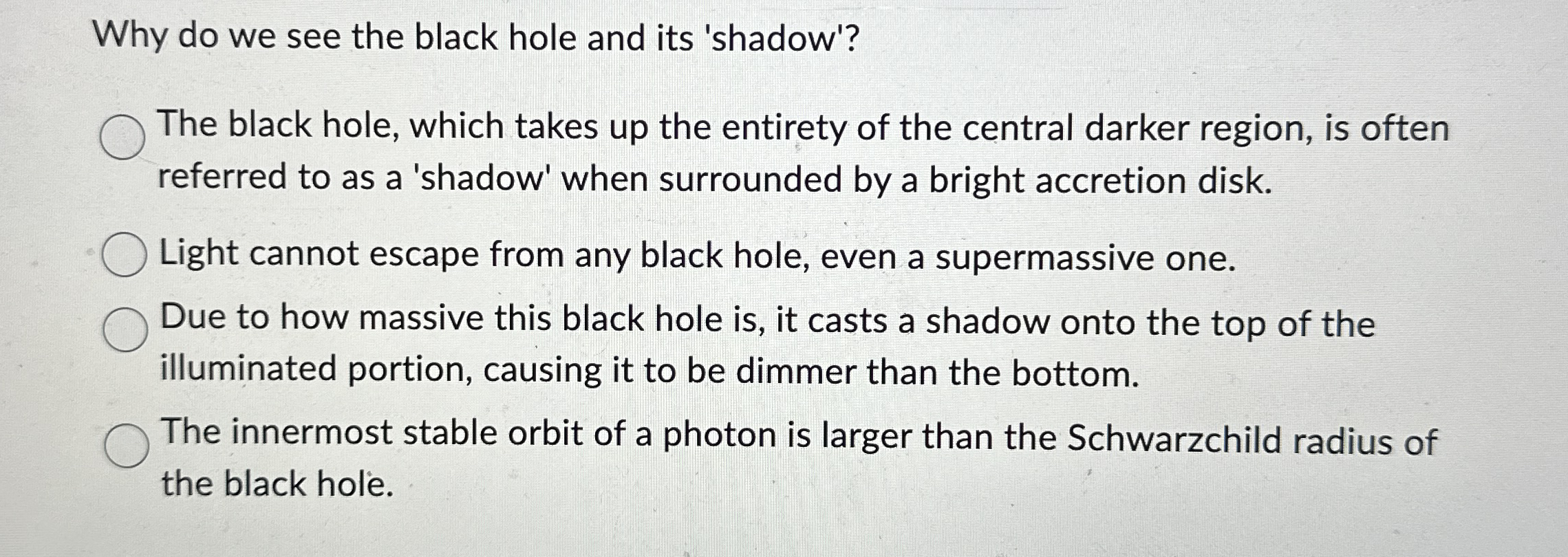 Why do we see the black hole and its 'shadow'?