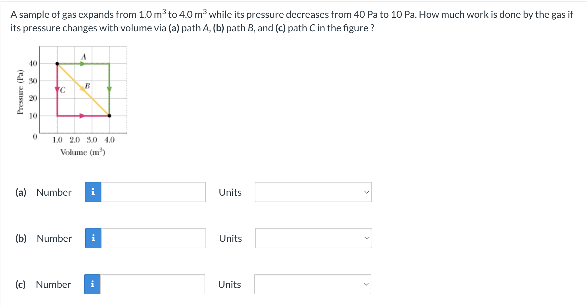 A sample of gas expands from \ ( 1 . 0 \ mathrm {