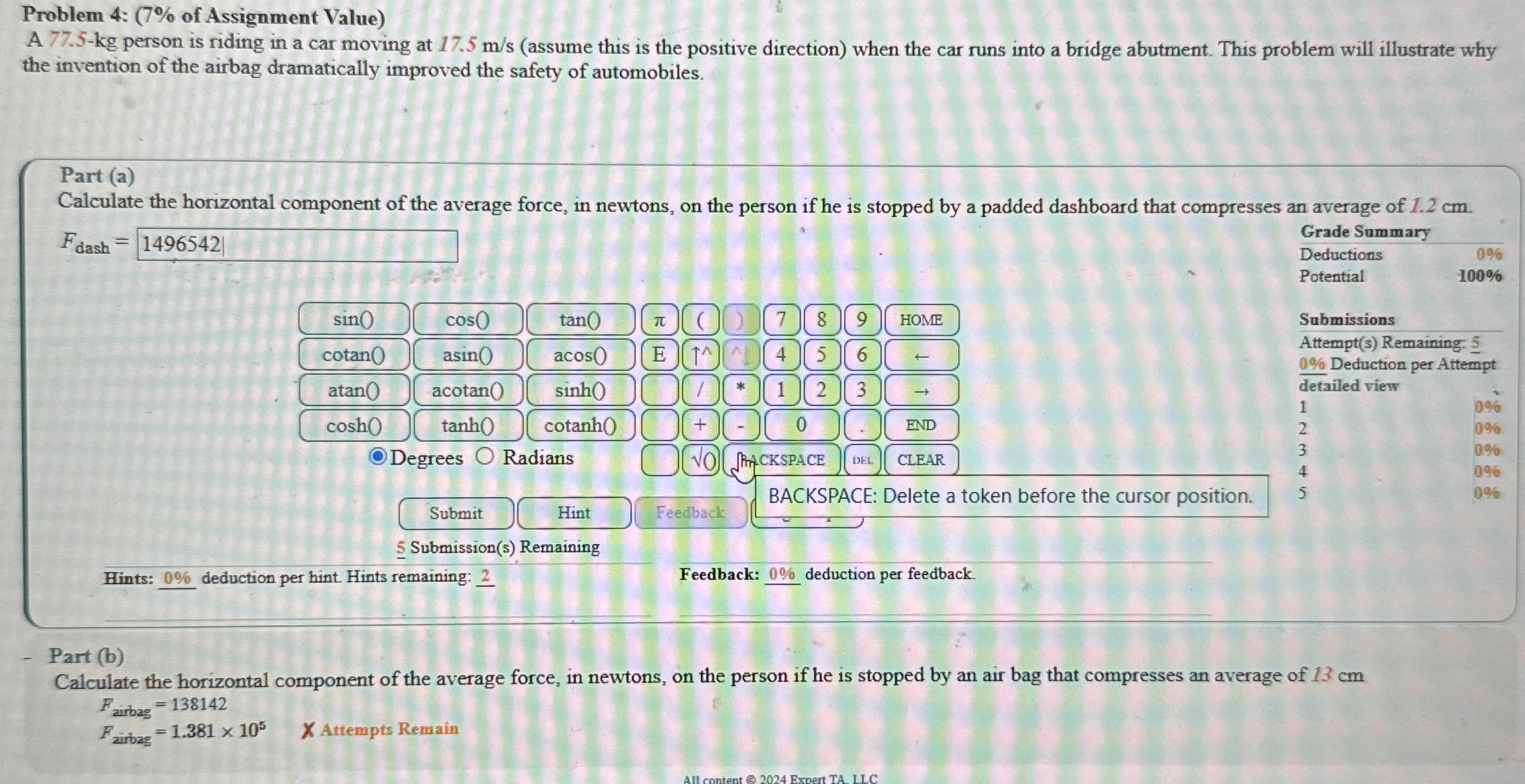 Problem 4 : ( 7 % of Assignment Value ) A 7 7 . 5