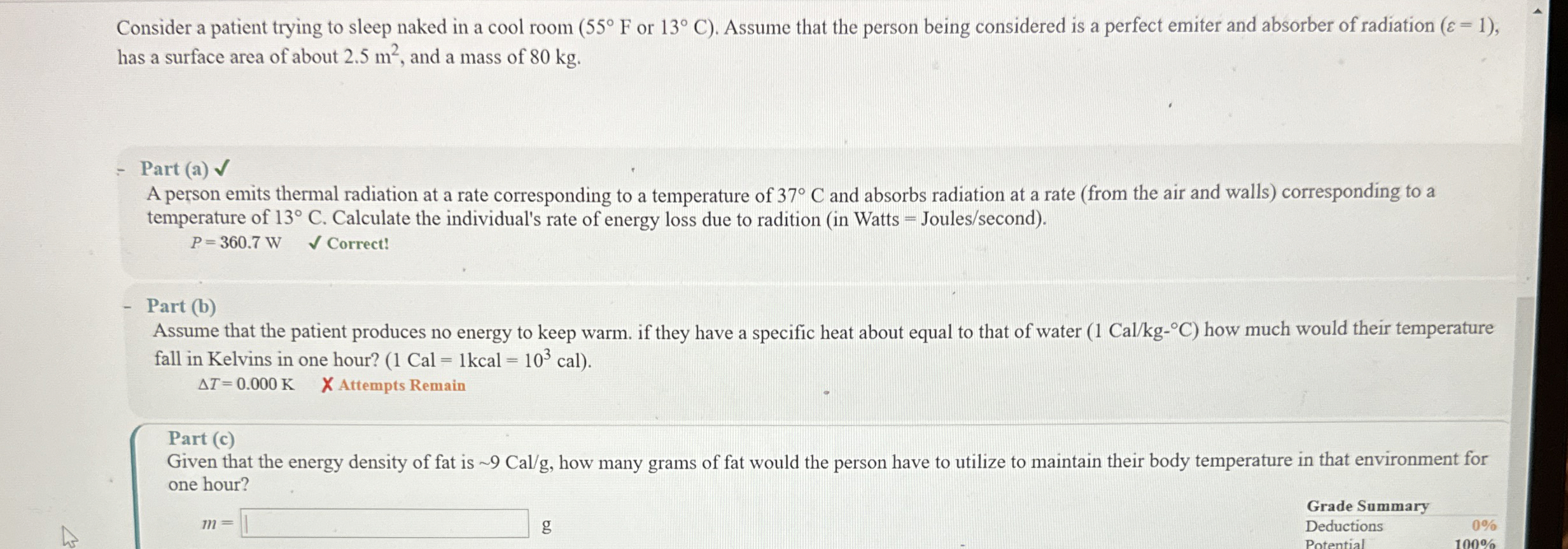 Consider a patient trying to sleep naked in a