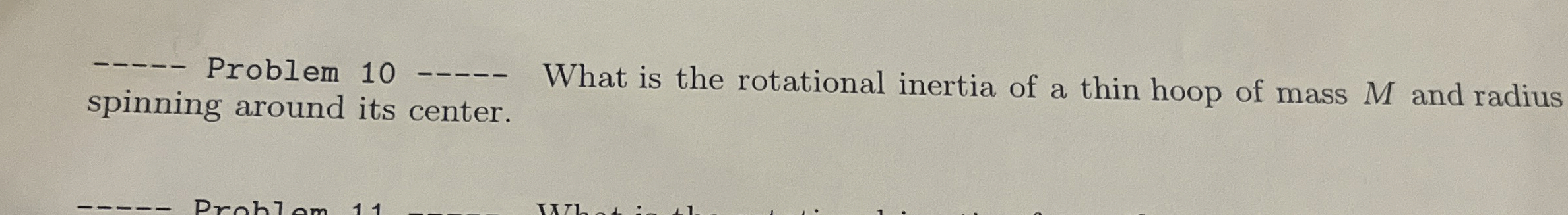 What is the rotational inertia of a thin hoop of