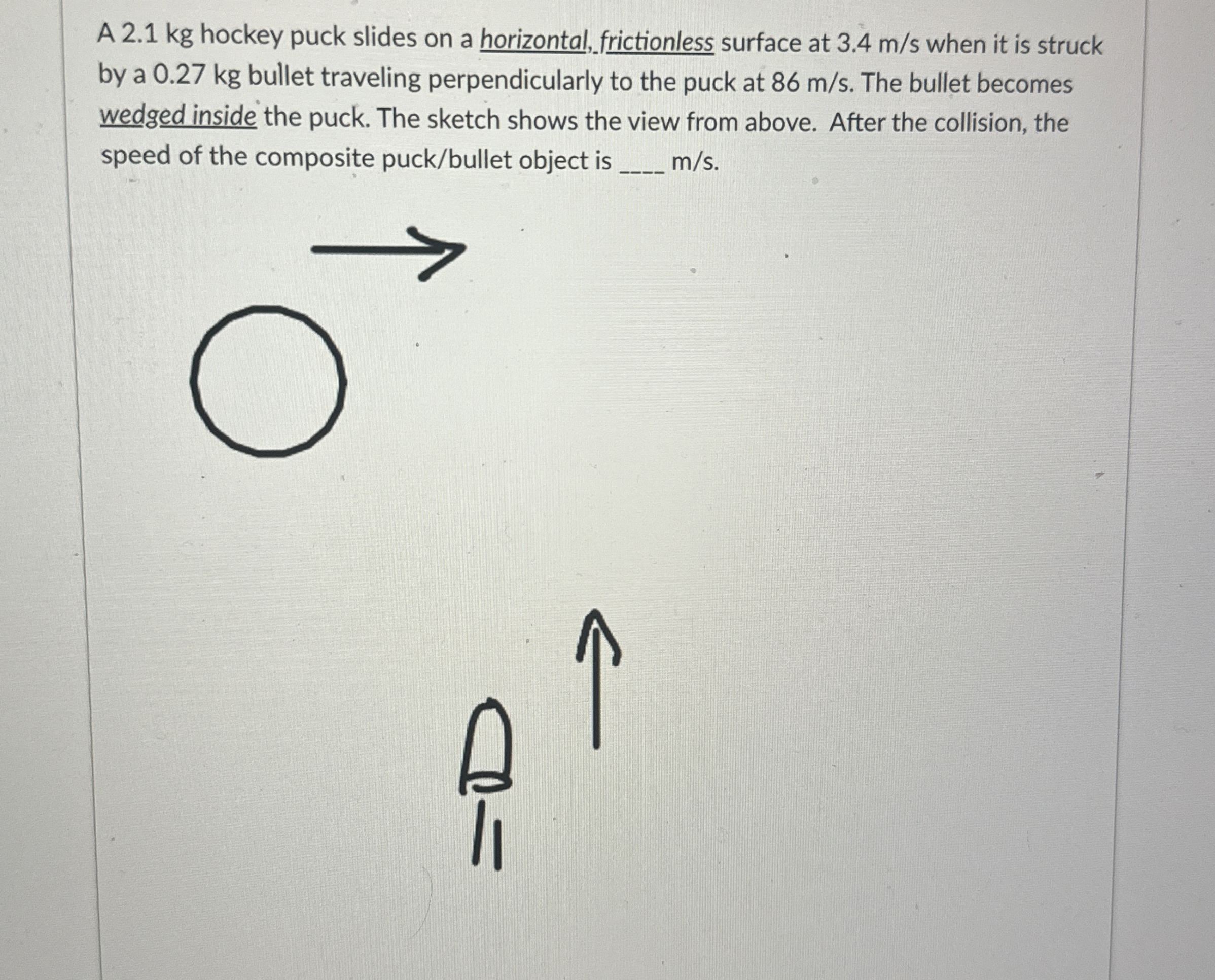 A 2 . 1 kg hockey puck slides on a horizontal,