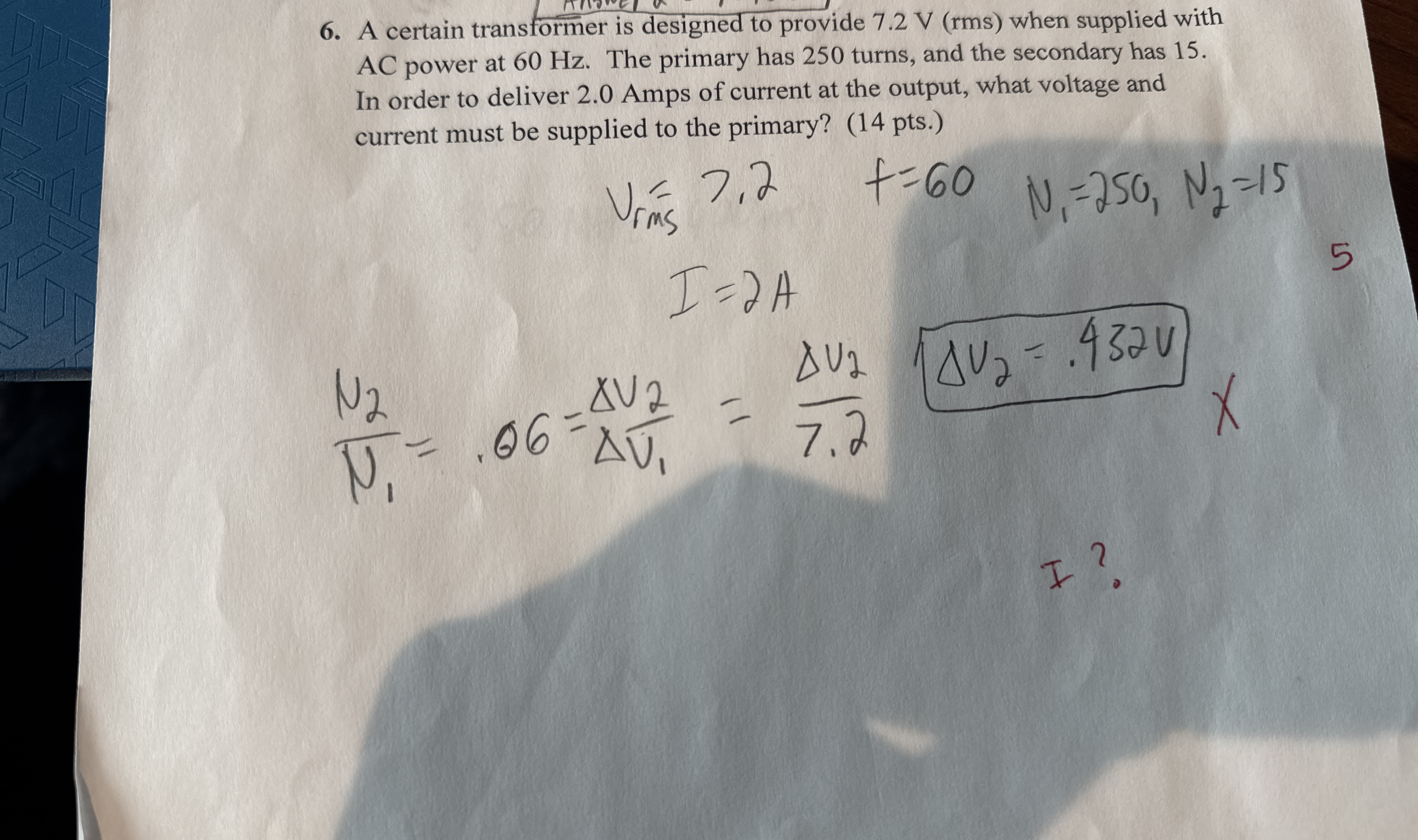 A certain transformer is designed to provide 7 .