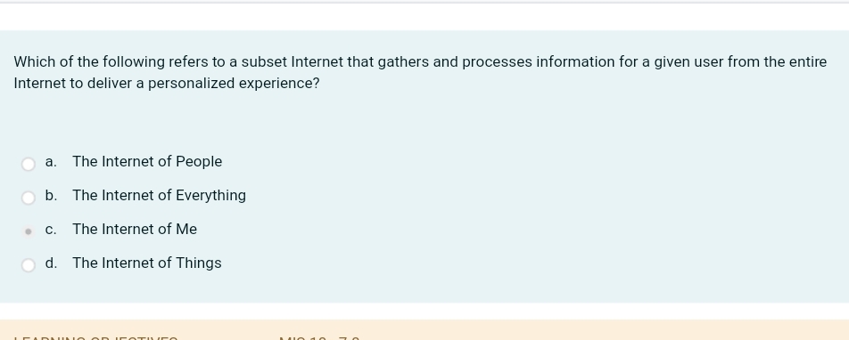 Which of the following refers to a subset