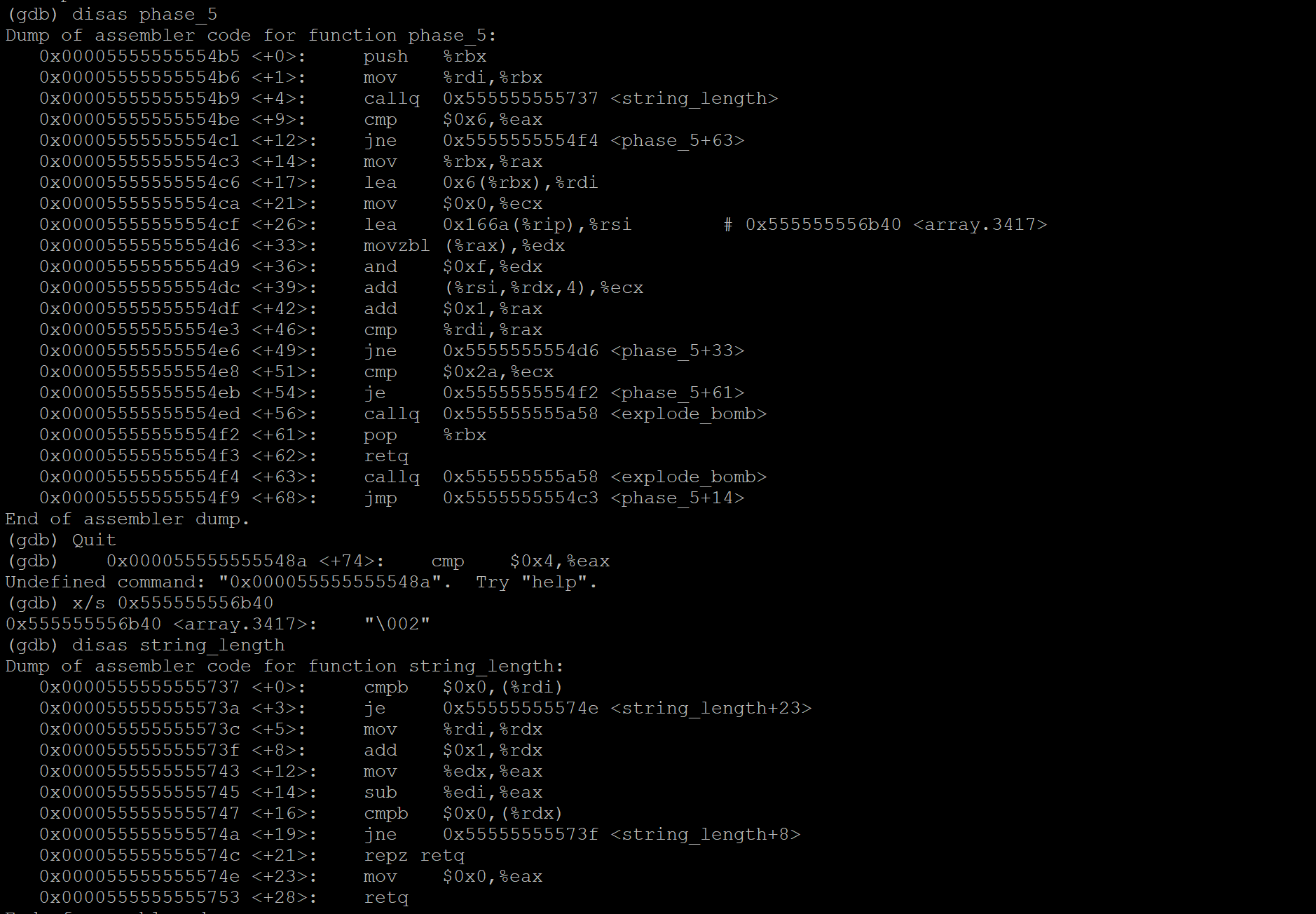 It's bomblab phase _ 5 . I want to get a string