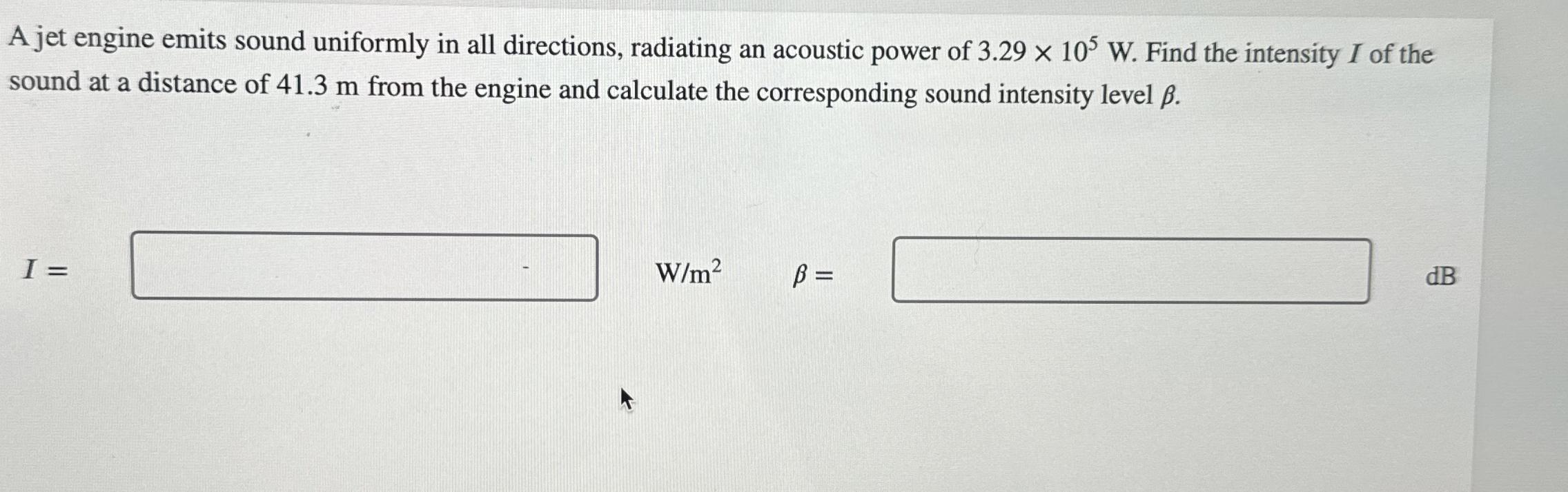 A jet engine emits sound uniformly in all