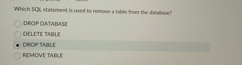 Which SQL statement is used to remove a table