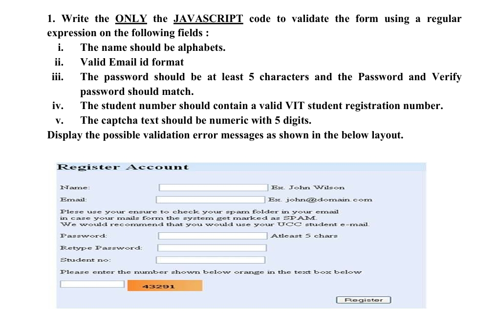 Register Accommt Name: I Ex . John Wilson Email -