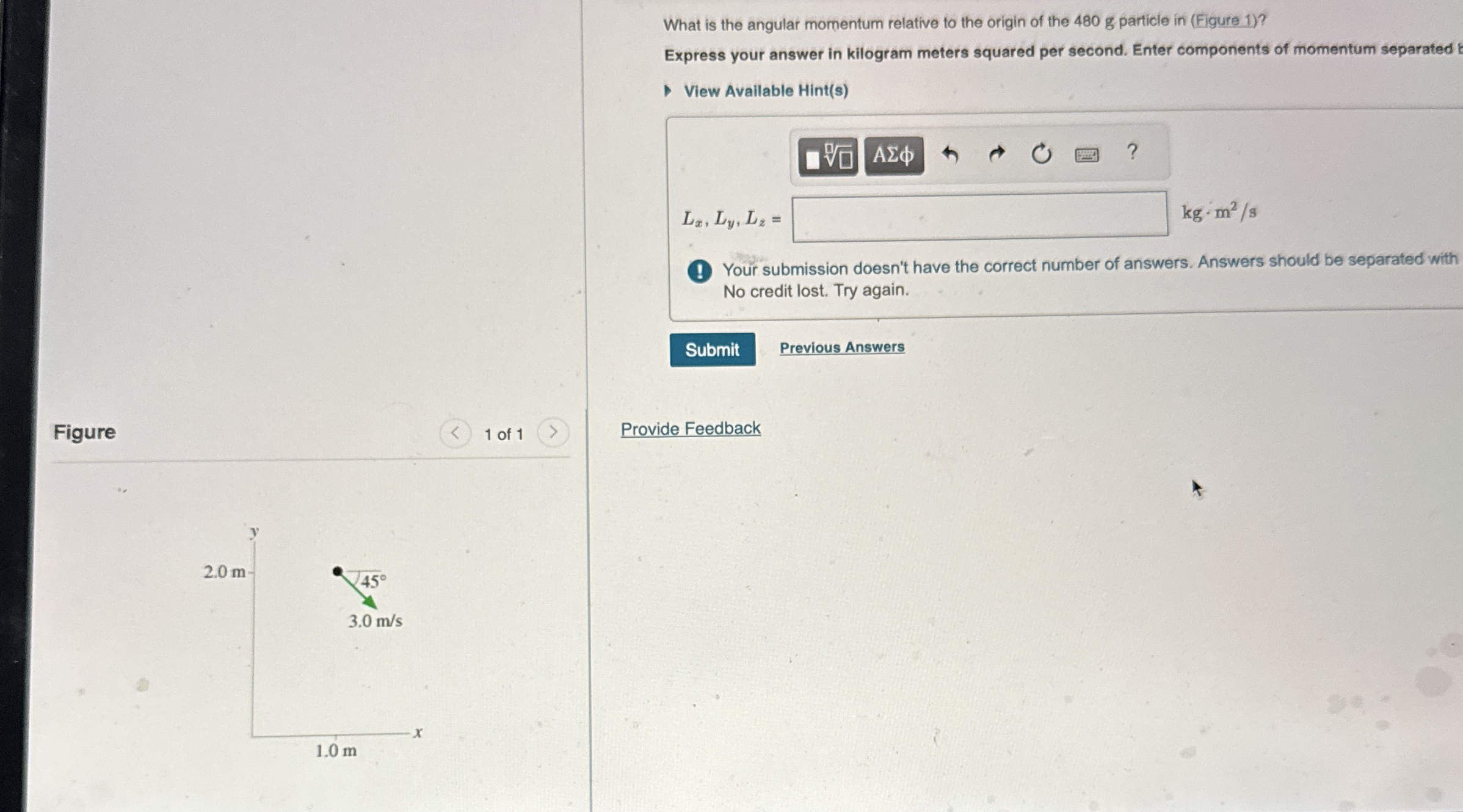 What is the angular momentum relative to the