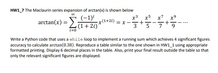 HW 1 _ 7 The Maclaurin series expansion of a r c