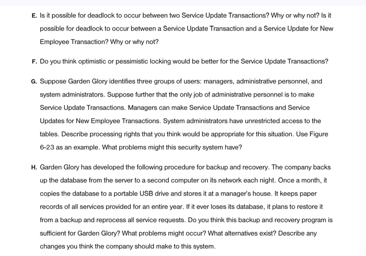 E . Is it possible for deadlock to occur between
