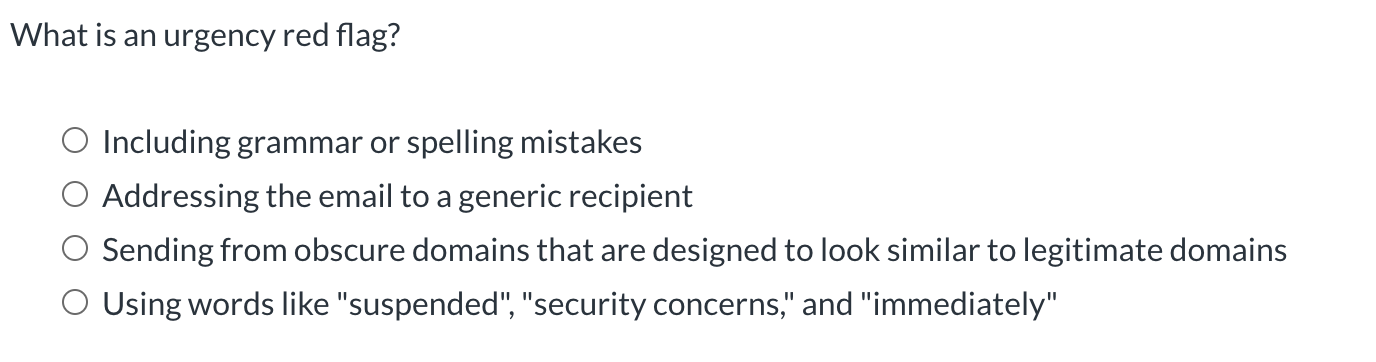 What is an urgency red flag? Including grammar or