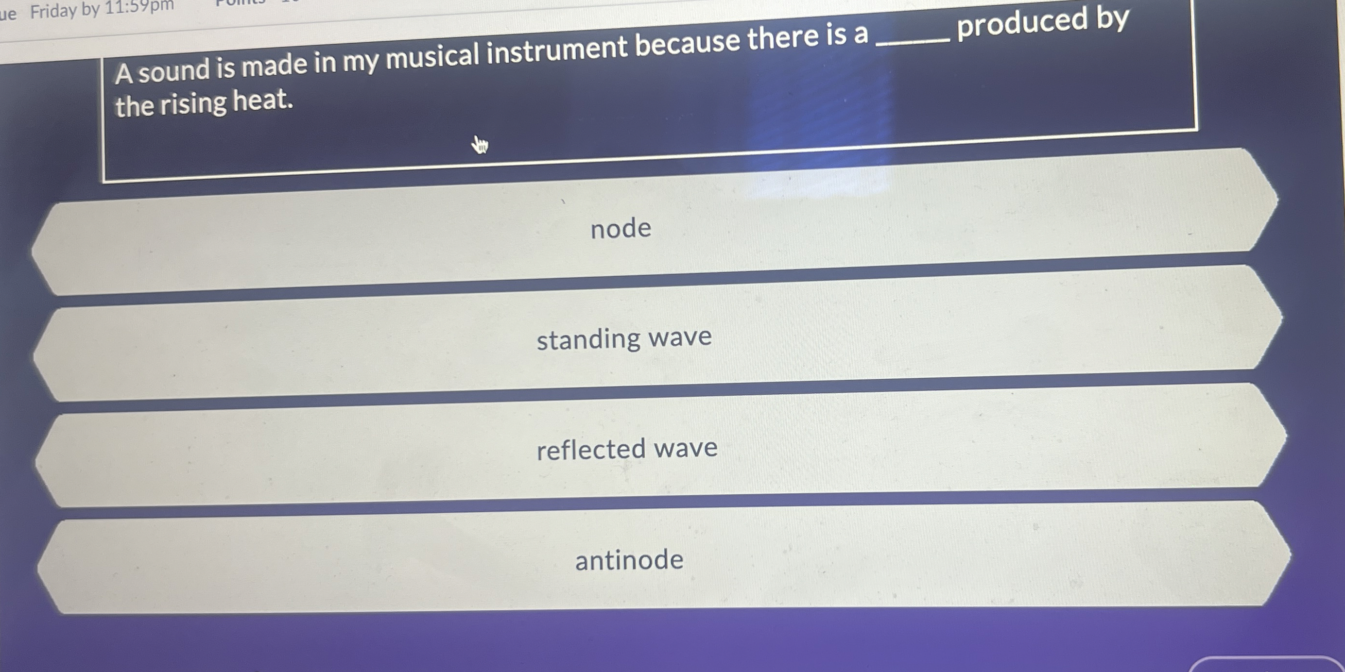 Friday by 1 1 : 5 9 p m A sound is made in my