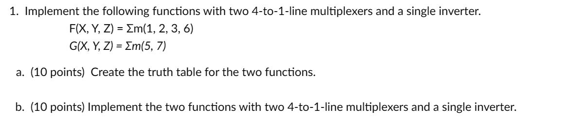 Implement the following functions with two 4 - to