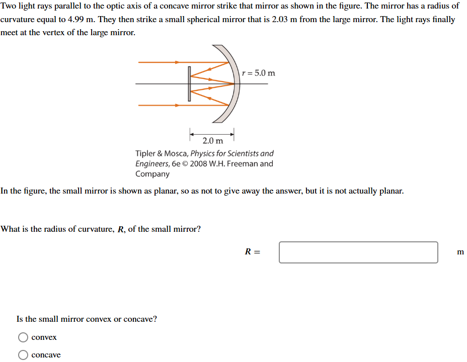 Two light rays parallel to the optic axis of a