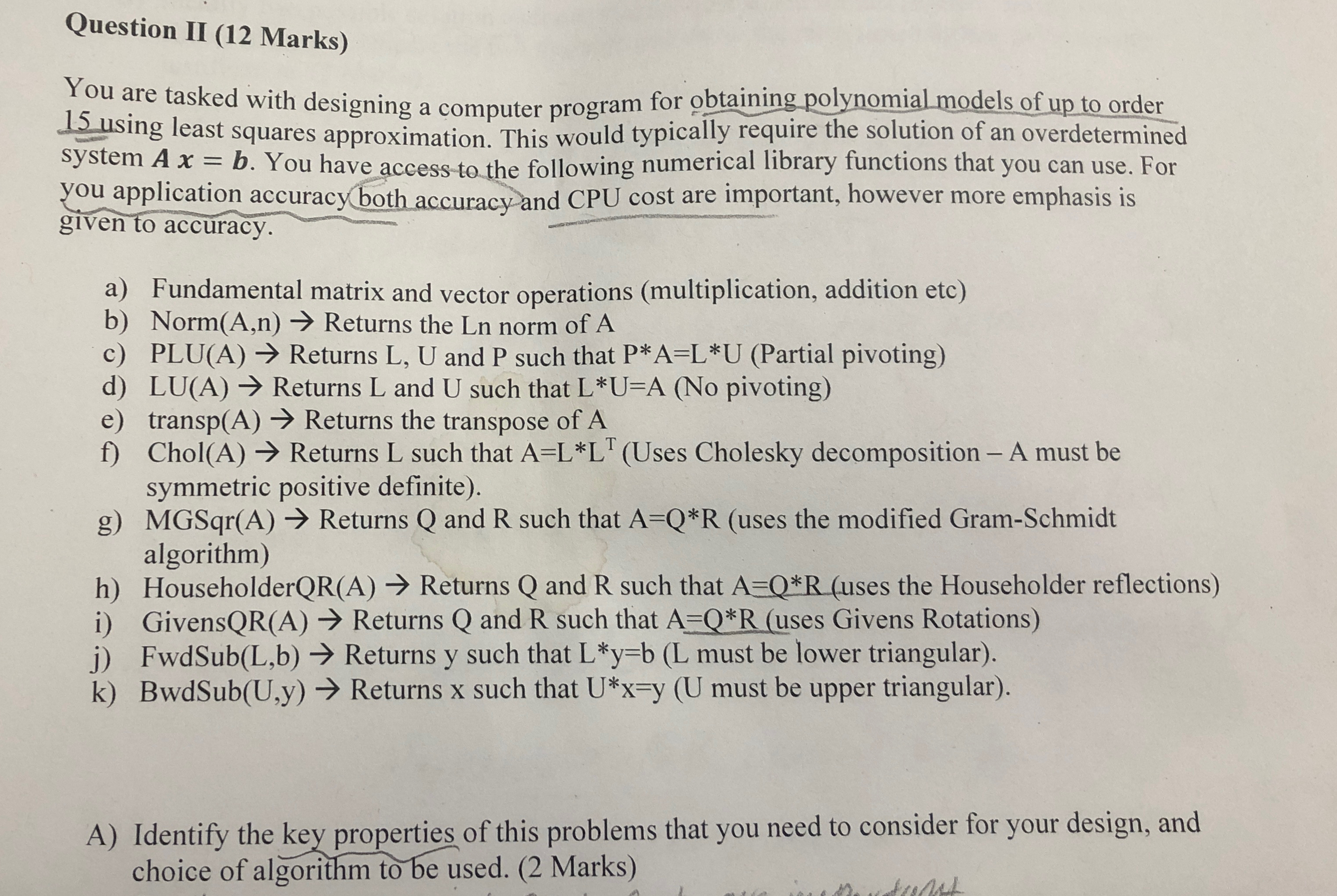 Question II ( 1 2 Marks ) You are tasked with