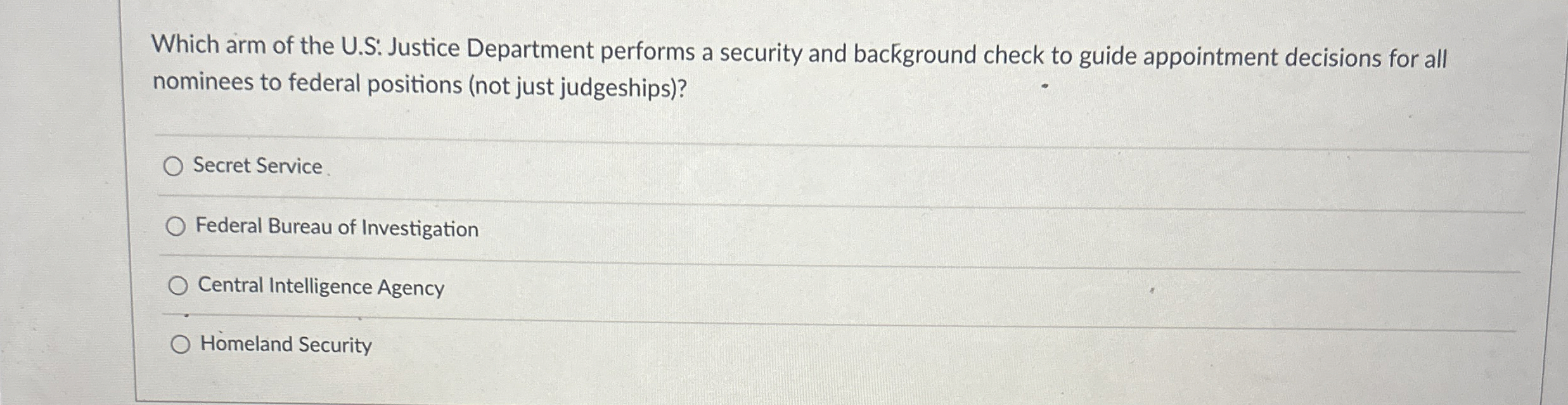 Which arm of the U . S: Justice Department