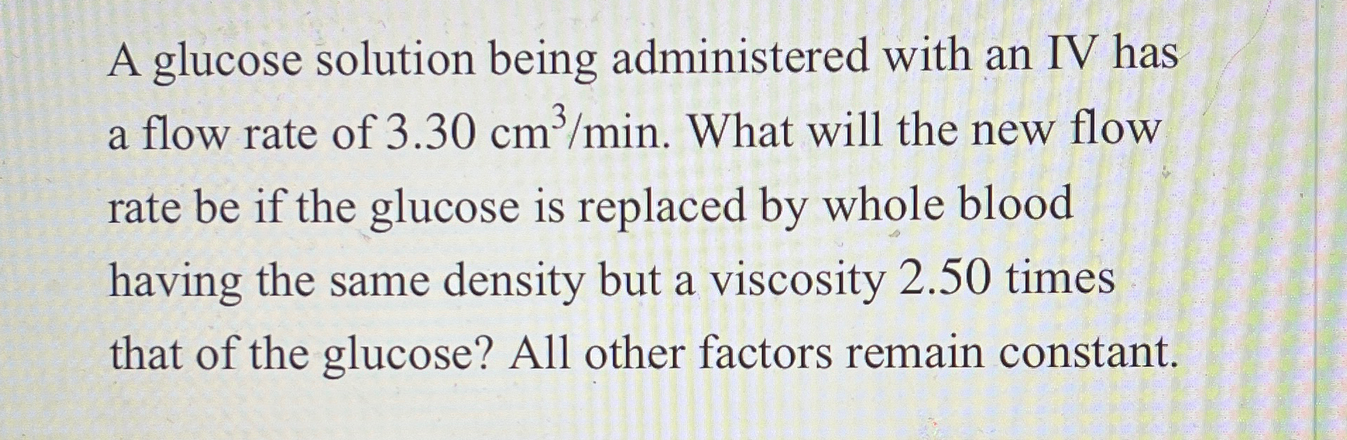 A glucose solution being administered with an IV