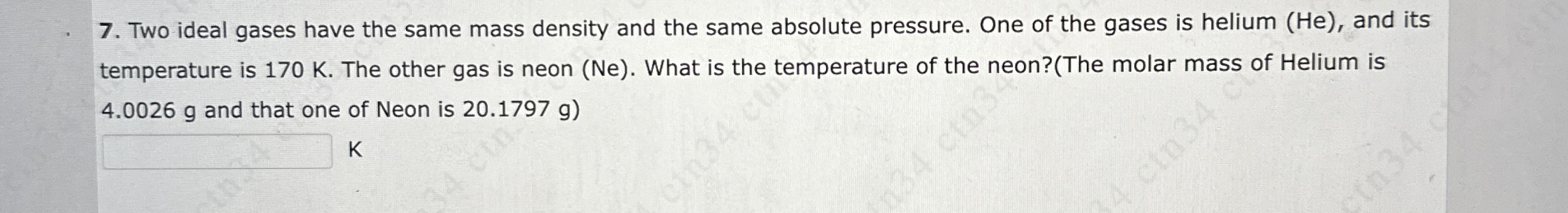 Two ideal gases have the same mass density and