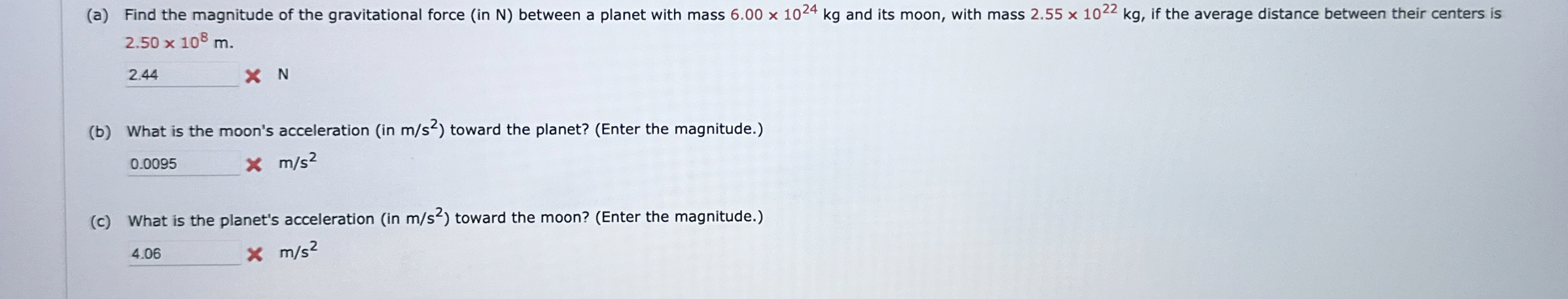 ( a ) Find the magnitude of the gravitational