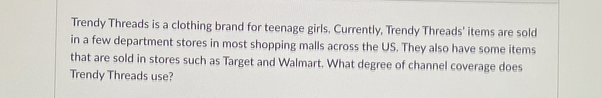 Trendy Threads is a clothing brand for teenage