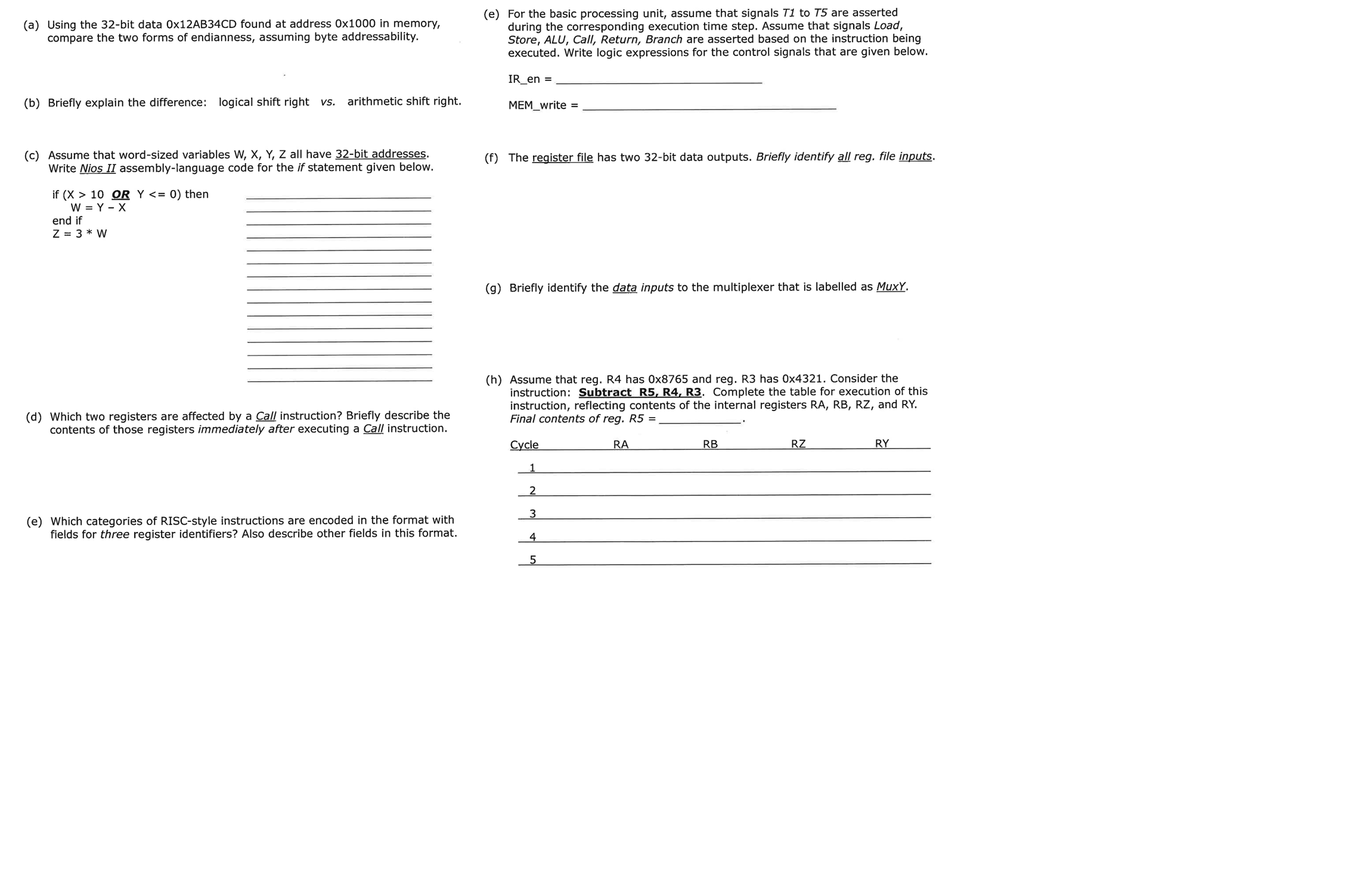 ( e ) For the basic processing unit, assume that
